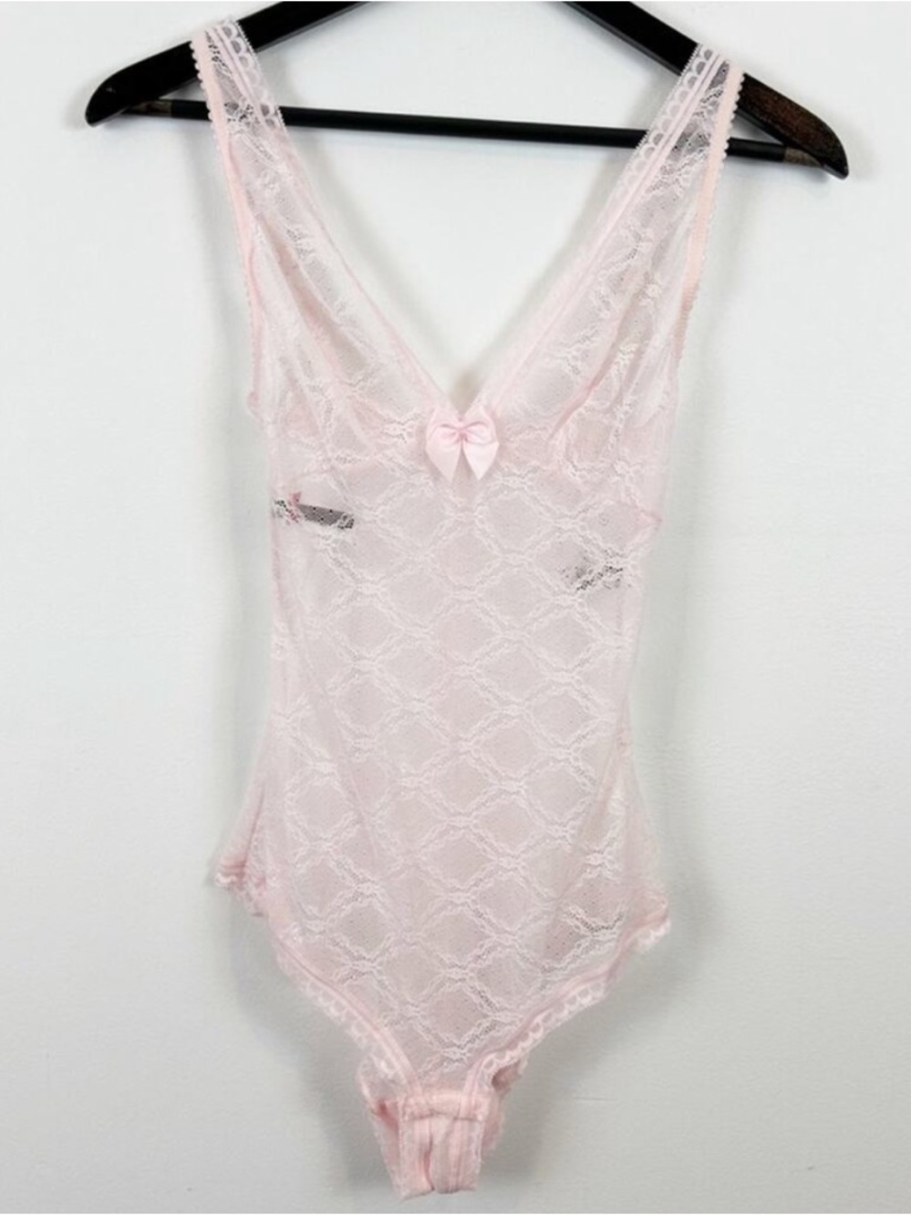 Passionata Sheer Lace Pink V-Neck Bodysuit Size Small